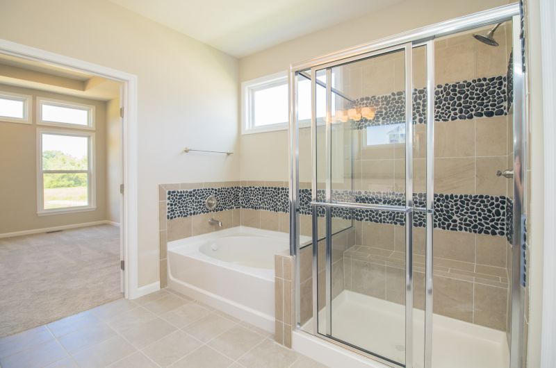 Glass Shower with Tile Accents